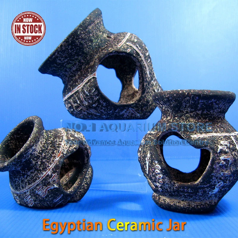 

Egyptian Ceramic Jar - Decor Aquarium Ornament Cave Vase Hide Fish Tank