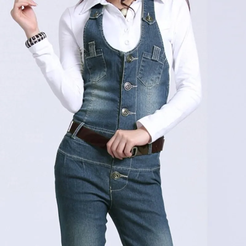 Комбинезон женский прямой из хлопка батальных размеров XL 2019|rompers womens jumpsuit|women