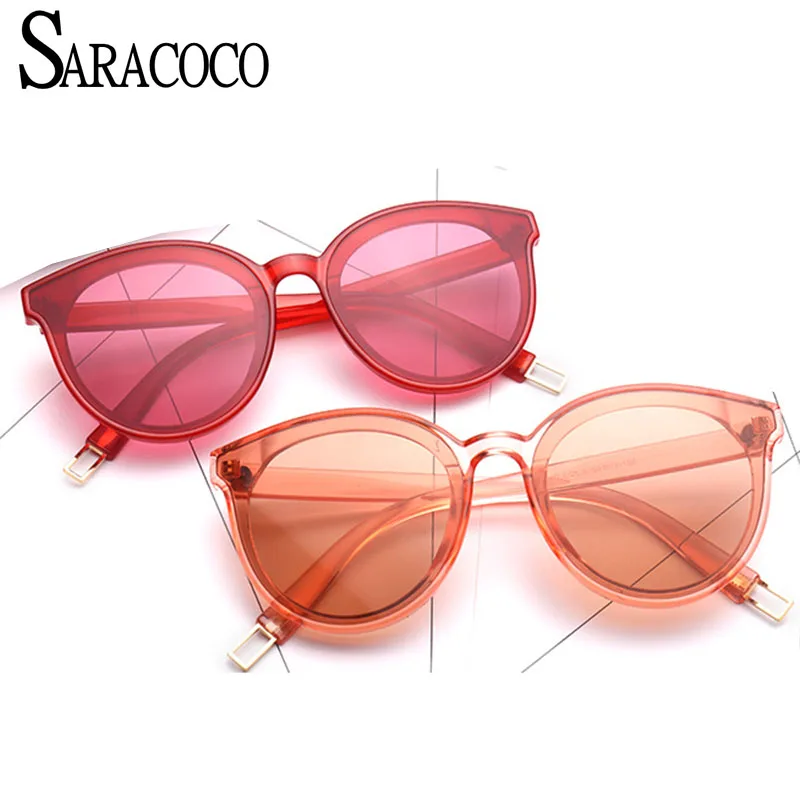 

SARACOCO Candy Color Clrear Frame Cateye Sunglasses Women 2017 Fashion Brand Designer Shades Sun Glasses Female SR81