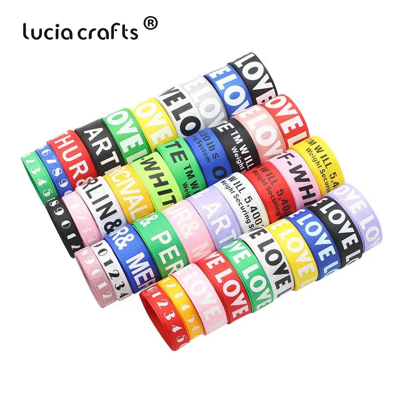 

Lucia crafts 8y/lot Letters/Numbers pattern Grosgrain Ribbon for Party Home Gift Decor DIY Handmade Crafts Accessories T0203