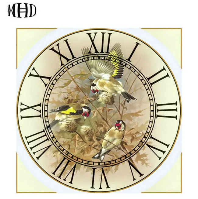 

MHD 3D diy Bird Full Diamond Clock, Living Room Decoration, Cross Stitch Drill Rhinestone Mosaic European Home Decor Sticker Kit