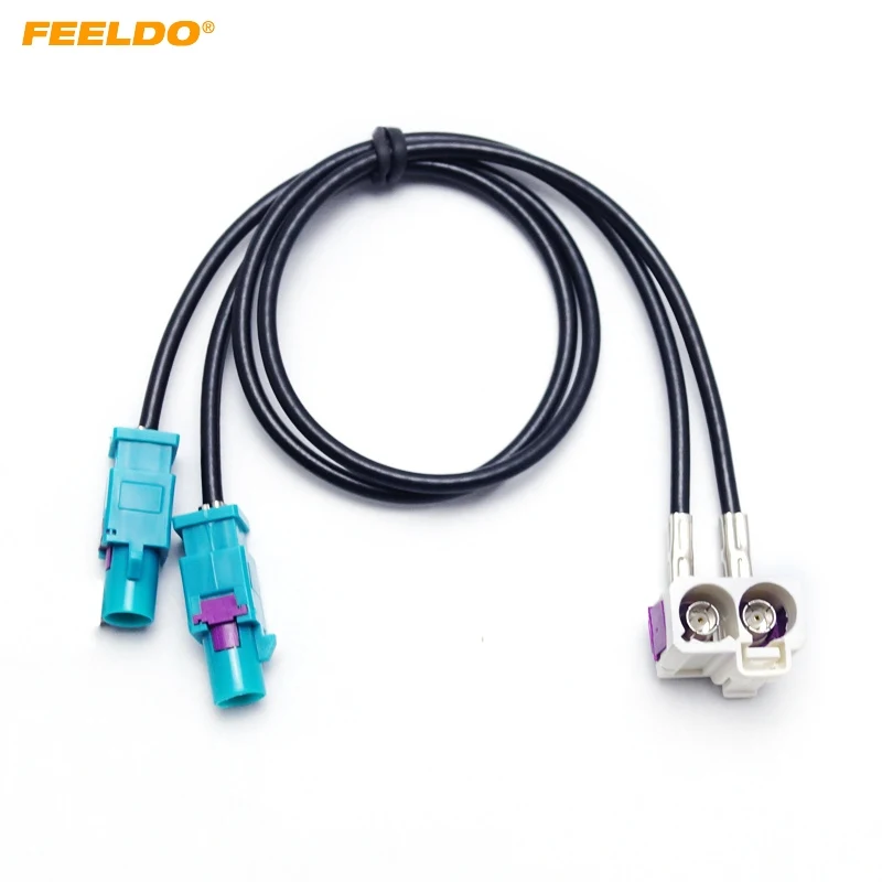 FEELDO OEM 2Female To 2Male FAKRA II Radio Antenna Adapter For VW Jetta/Golf MK5/MK6/Passat B6/B7/Tiguan RNS510(MFD3)/RCD510/310 |