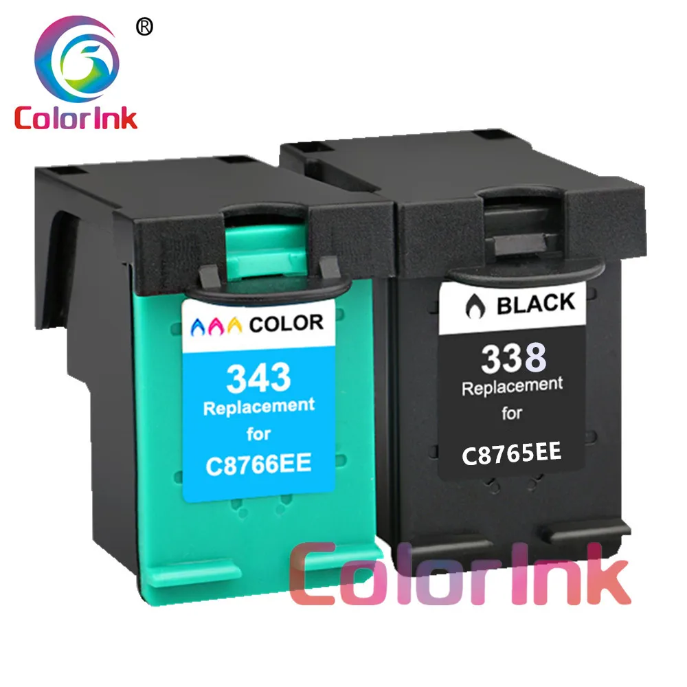 ColoInk 2 пакета для HP 338 XL 343 заправленный чернильный картридж Deskjet 6540 5740 5745 6520 460c 6840 PSC