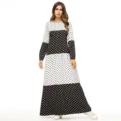 2019 черный, белый цвет в женский Печатный принт длинное платье Urban мусульманских abaya макси vestidos арабский, из Дубая ОАЭ Катар халат большого