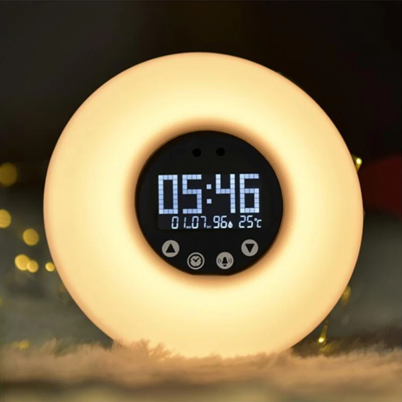 Sonnenaufgang Wecker Aufwachen Licht Digitaluhr mit 51 Natur Sounds, FM Radio, 7 Farbe Nachtlicht