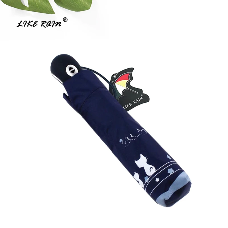Cena Jak deszcz słodki kociak kobiety Parasol kreatywny kreskówka dziewczyna Parasol automatyczny deszcz kobiety trzy składane kieszonka podróżna Parasol UBY29