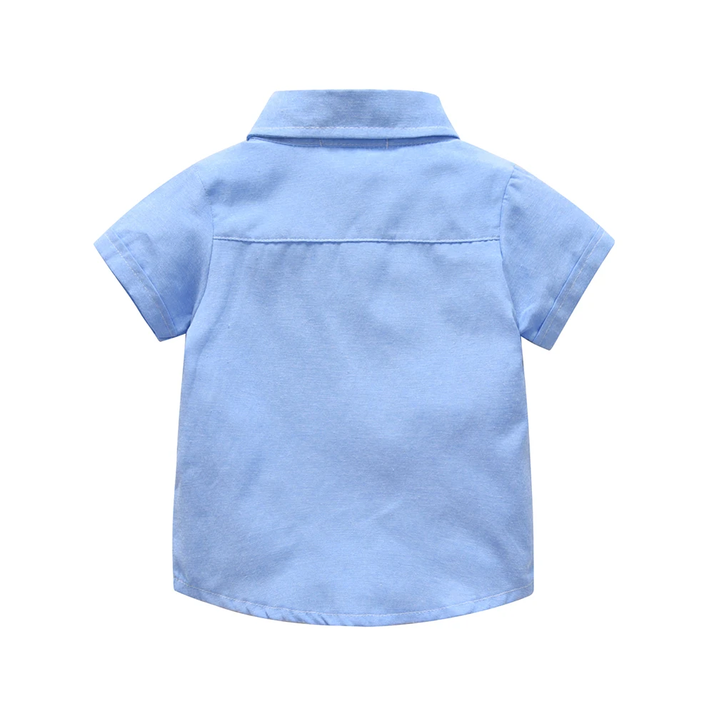 Комплекты одежды для мальчиков осенний Детский костюм для мальчиков синяя рубашка с длинными рукавами+ комбинезон комплект одежды из 2 предметов для маленьких джентльменов