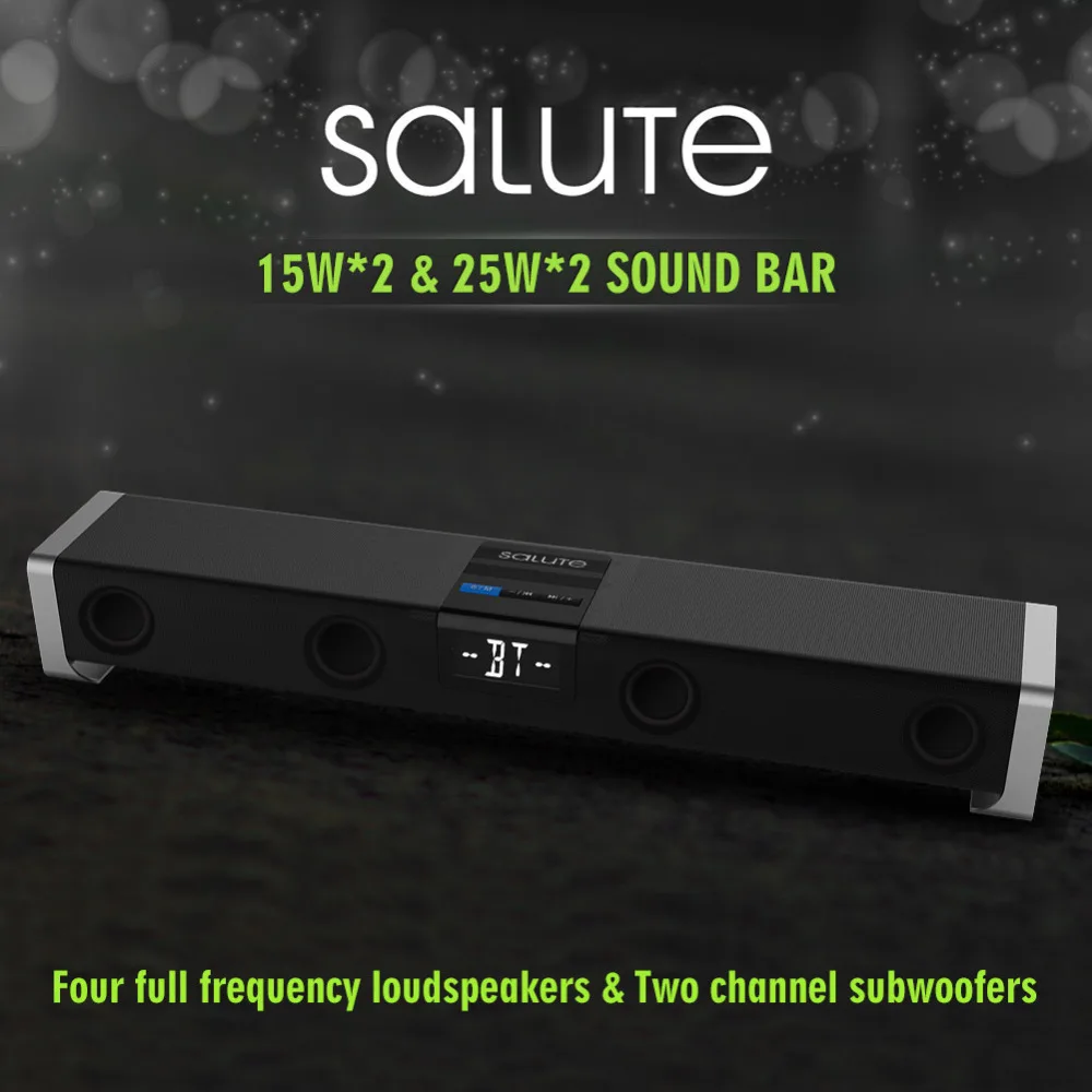 

Salute 24 inch 2.2 Channel Sound Bar Bluetooth Subwoofer Audio Player for TV Stereo Speakers With Remote USB/TF/MP3/WMA/PAE/FLAC