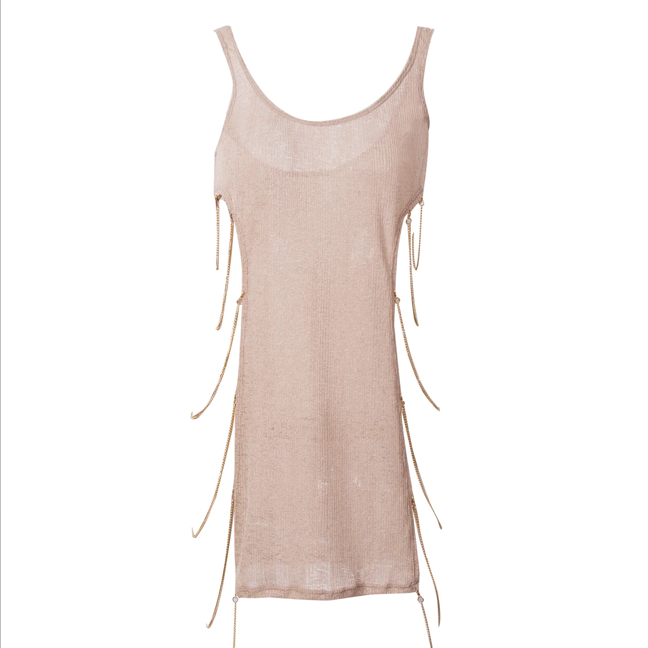 

Women's Crochet Gold Chain Bikini Cover Up Swimwear 2017 New Design Hot Sale Female Sexy Bathing Summer Beach Dress 0