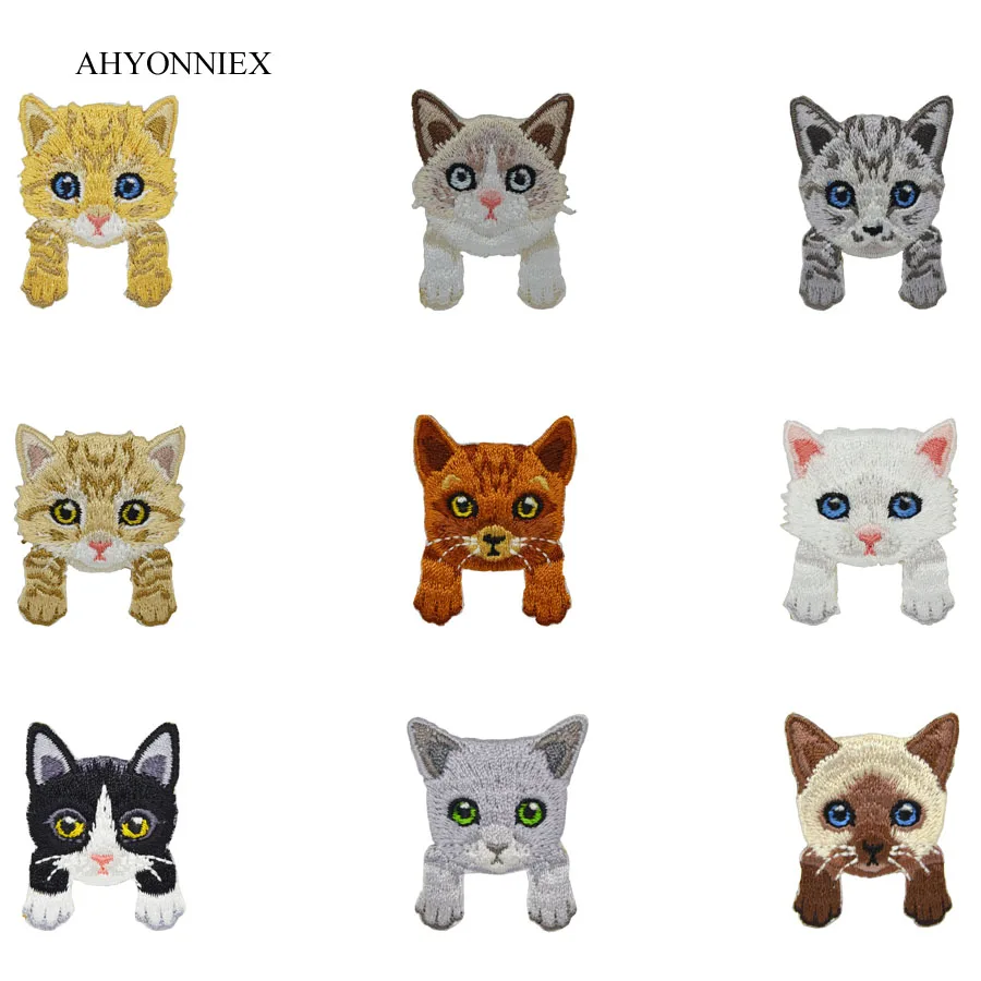 AHYONNIEX 1 шт. Kawaii кошки животные вышитые патчи утюгом аппликация модные нашивки