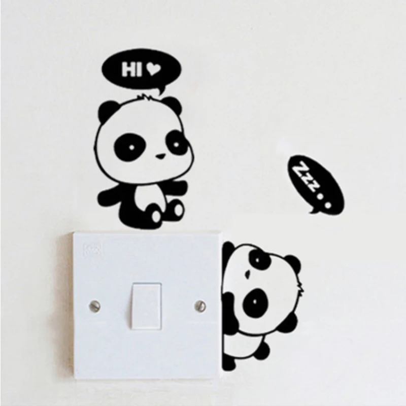 3 Pandas Wall Sticker Window/Glass Stickers PVC Mural Decoration Tools Decals Home Deco Stick for KIds Room Black | Дом и сад