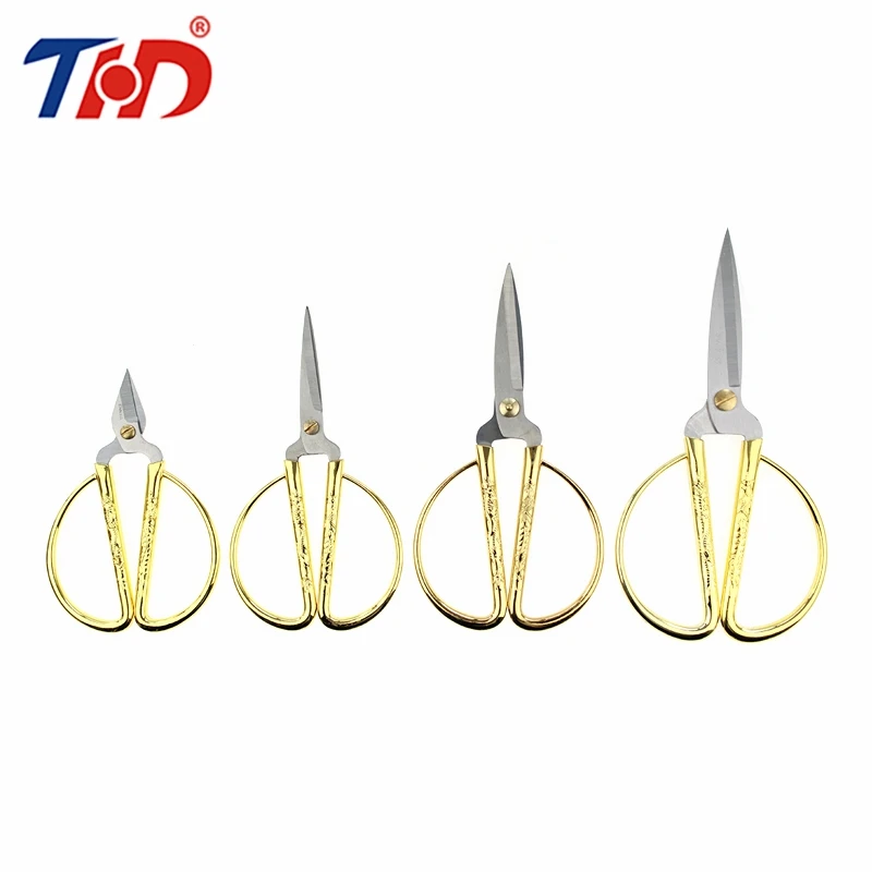 

THD 4.9''/6.1''/6.7''/7.5'' Gold Stainless Steel Cutting Scissors Diy Crafts Office Tailor Needlework Scissors for Home Workshop