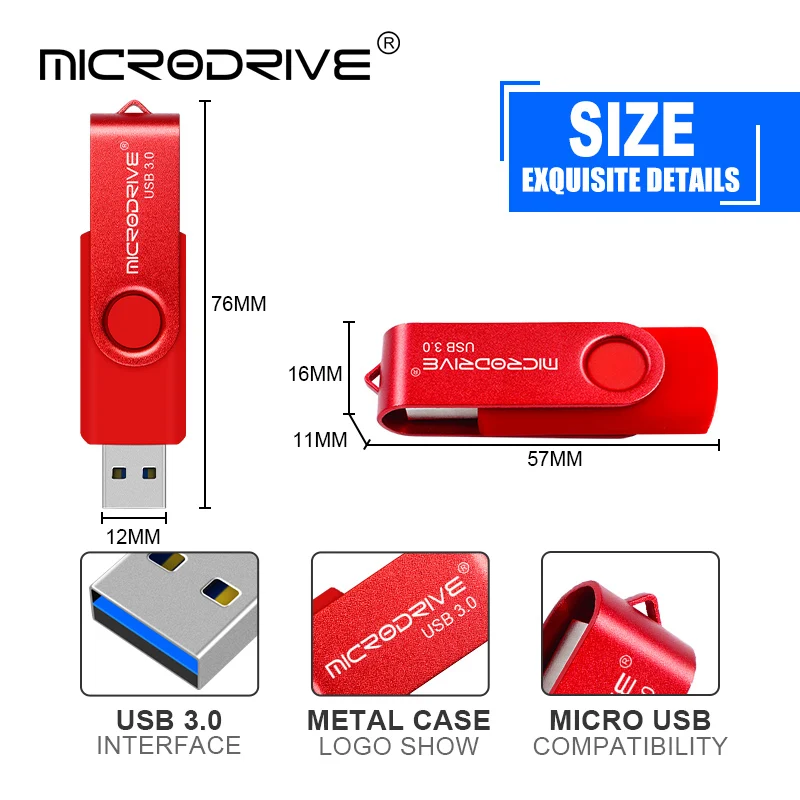 Металлический usb флеш-накопитель, USB 3,0, вращающийся флеш-накопитель, 16 ГБ, флеш-накопители, 32 ГБ, usb карта памяти, 64 ГБ, флеш-накопитель, 128 ГБ, высококачественный u-диск