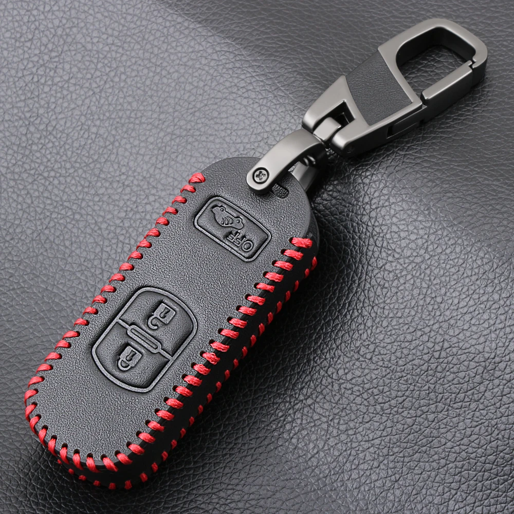 Кожаный чехол для ключей автомобиля Smart Keyless Remote Fob защитный Брелок сумка Mazda 3 CX9 CX3