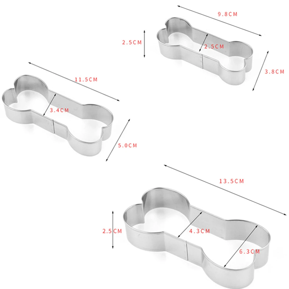 Комплект из 3 предметов трафареты для нарезки печенья 3D форма кость собаки бисквитов в виде Нержавеющая сталь торт декоративные приборы DIY Кондитерская выпечка формы для печенья