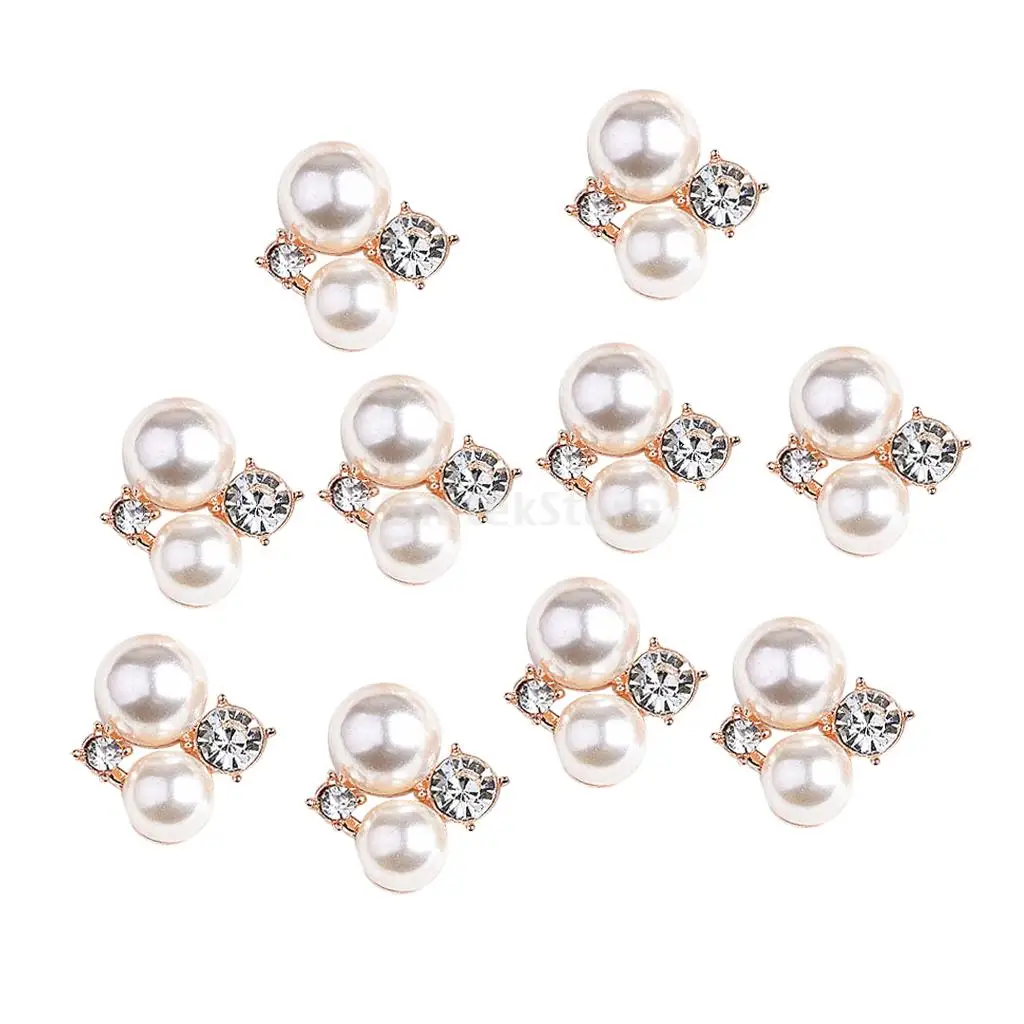 10x Alloy Fashion Crystal Flatback Jewelry Accessory Rhinestone Pearl Charms For Women Necklace Brooch Sewing Crafts Gift
