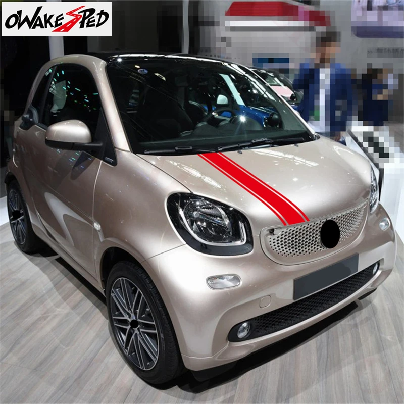 Наклейка на капот автомобиля для Smart Fortwo Forfour Racing Sport Stripes Передняя головка крышка двигателя отделка наклейки авто аксессуары для тела