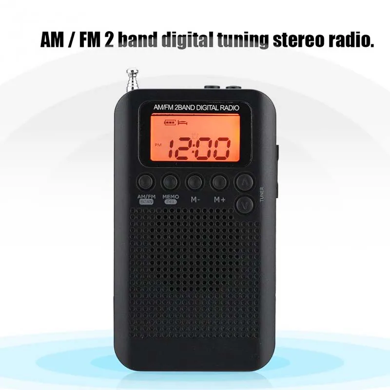 Мини ЖК радио FM/AM цифровой портативный мини приемник с перезаряжаемой батареей и