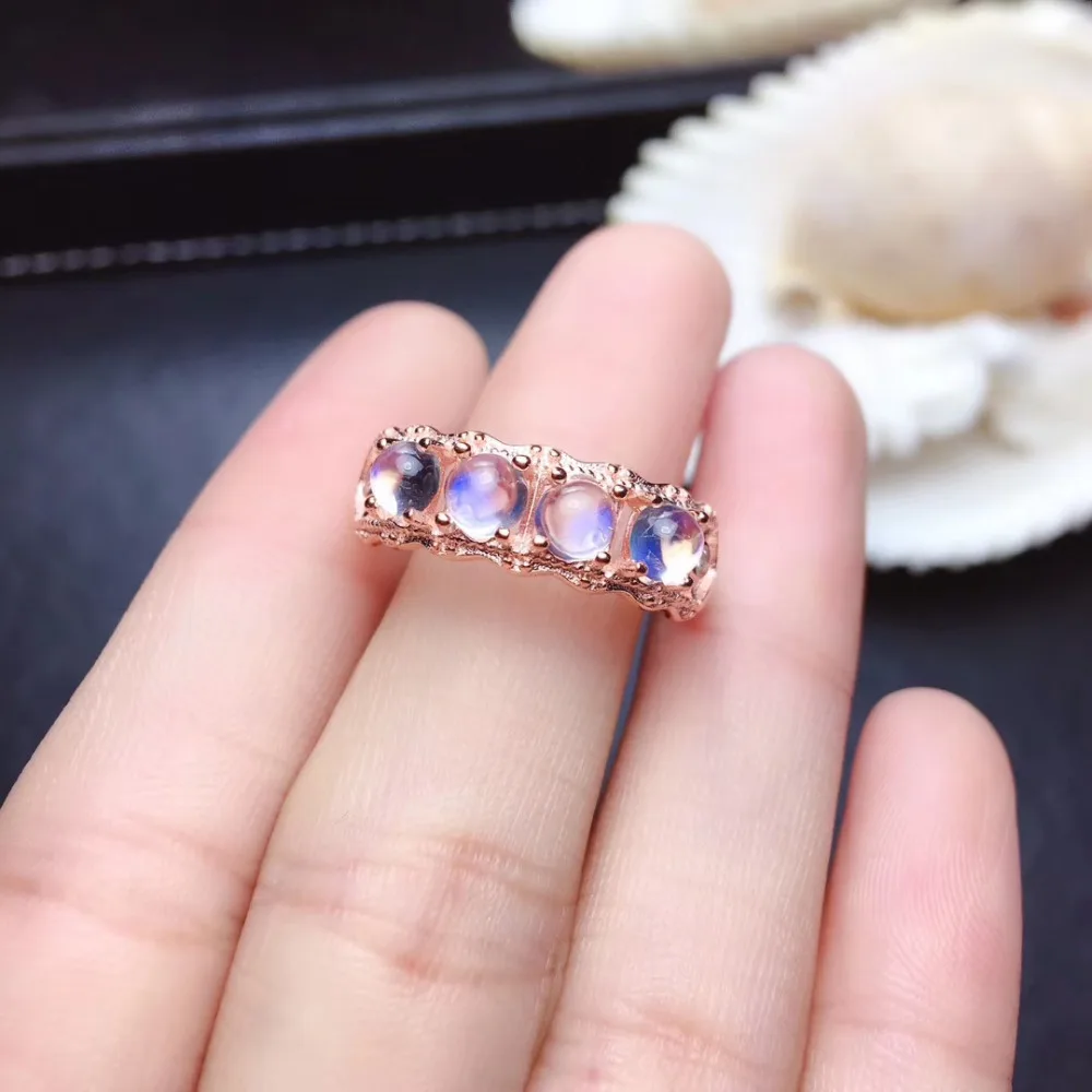 S925 Серебряное кольцо с натуральным голубым лунным камнем кольцо с натуральным драгоценным камнем элегантное милое кольцо для женщин вечерние ювелирные изделия