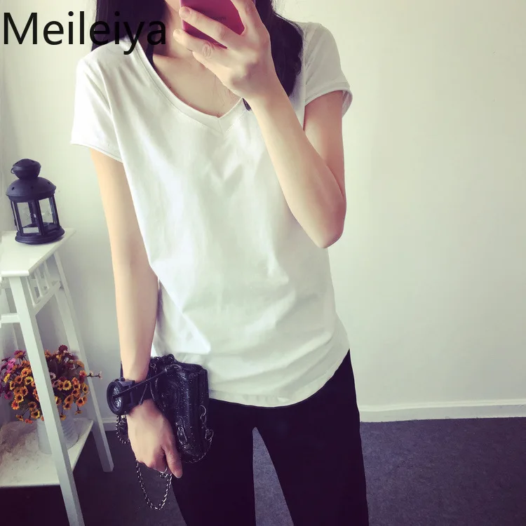 

Solid Short-sleeved T-shirt Women's Summer Suit V-collar Pure-color T-shirt Slim Half-sleeve Clothes Tight Bottom Shirt