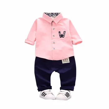

2020 Baby Clothing Sets Kids Spring Autumn Cotton Leisure Long Sleeve Sports Suits Infant Lapel Shirt Pants 2Pcs Boys Clothes