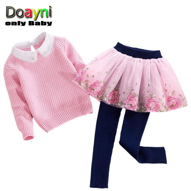 Doayni Baby Girls Clothing Sets 2pcs Up Turn down Sweaters