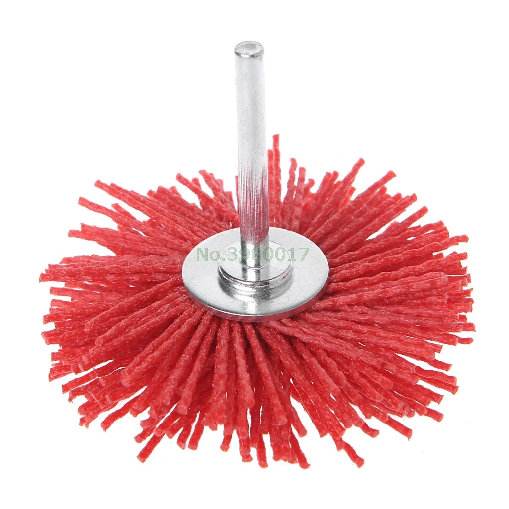 Abrasive Steel Deburring Wire Brush Head Polishing Red Nylon Wheel Cup Shank