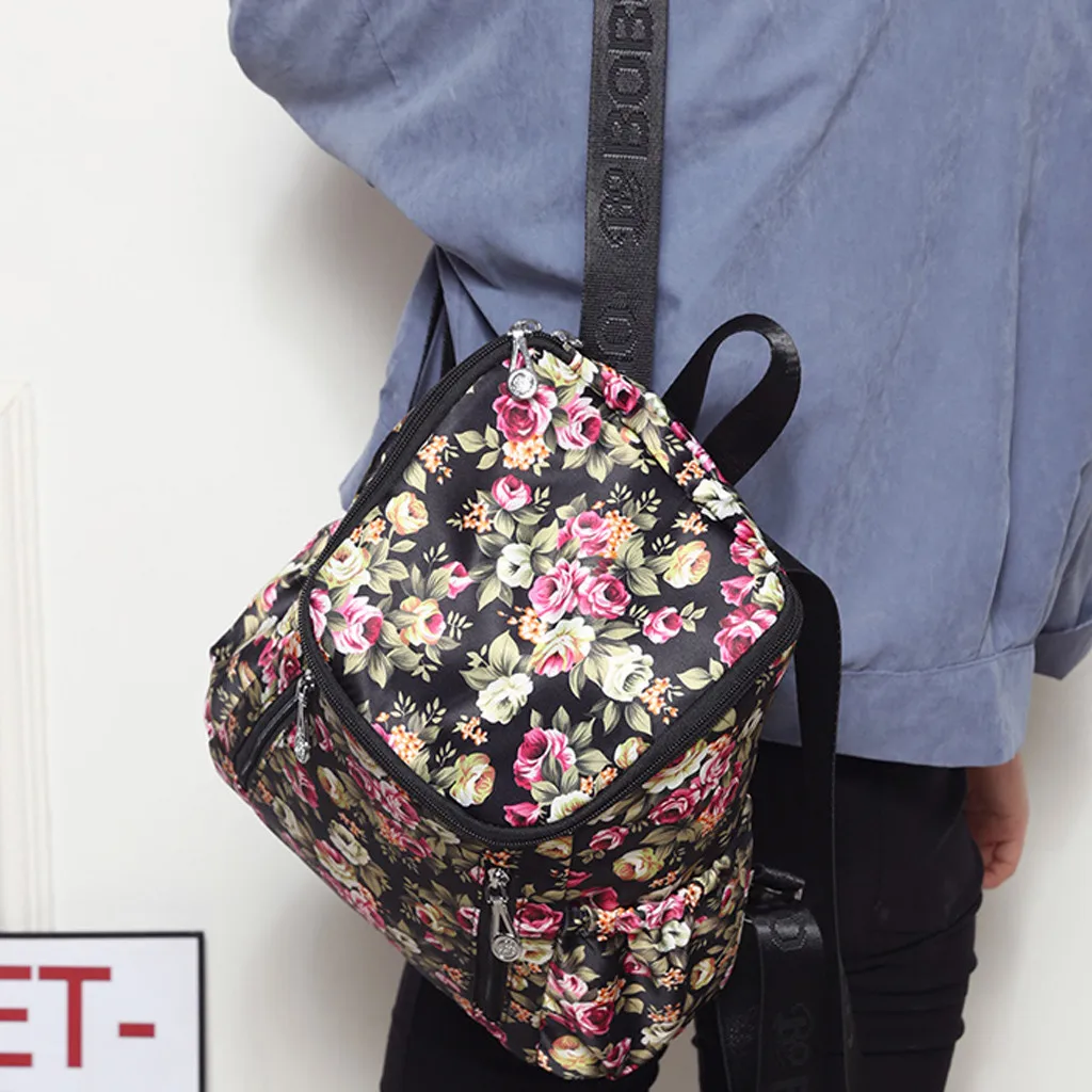 Aelicy женские вместительные водонепроницаемые нейлоновые рюкзаки с цветочным принтом в этническом стиле, повседневная школьная сумка с защитой от кражи