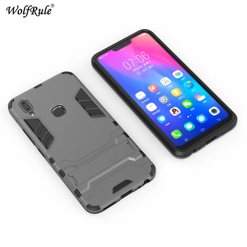 WolfRule Vivo Y83 Pro Чехол мягкая резина + пластиковая подставка чехол для BBK телефона Funda 6