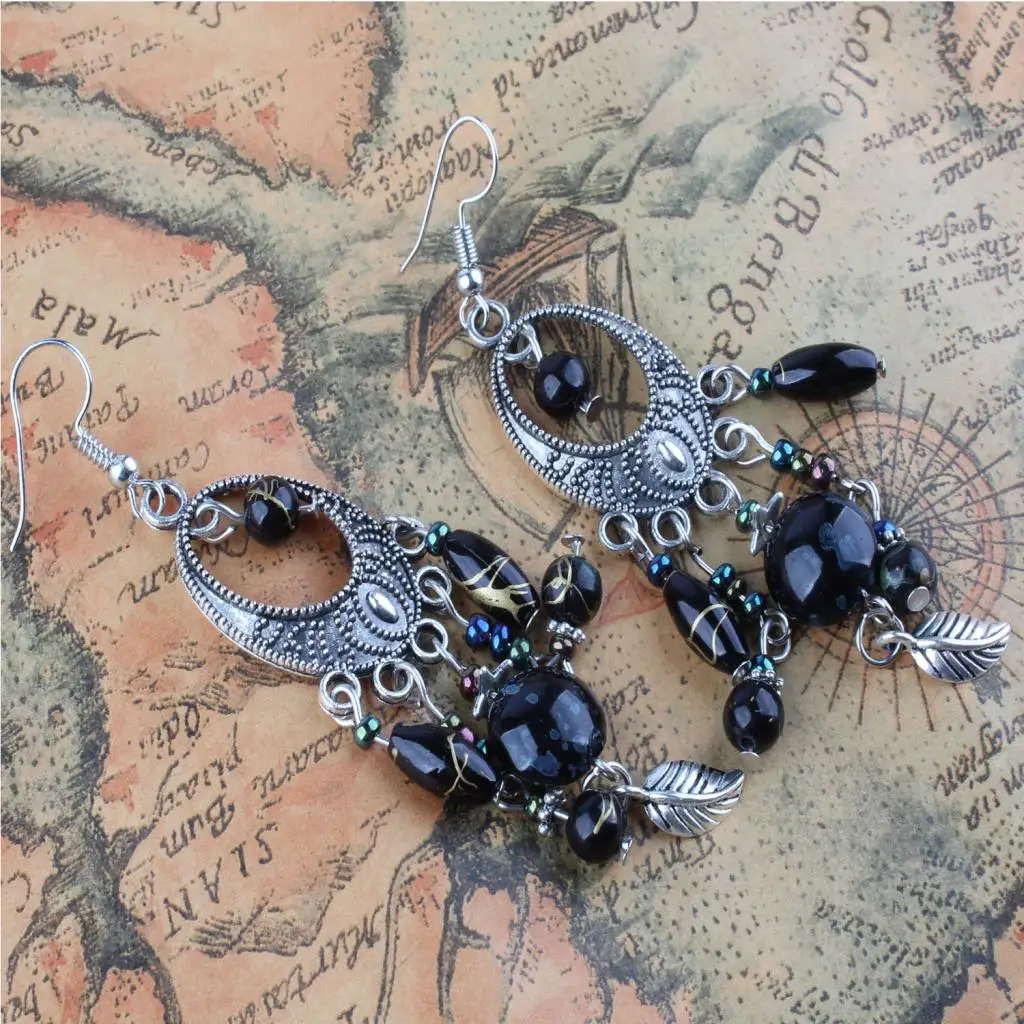 Fashion Bohemian Tassel Beads Fish Hook Drop Chandelier Tribe Earring Women Girls Ethnic Jewelry