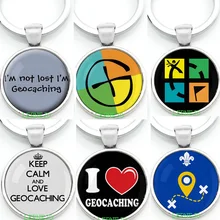 Badge d'activité geocering, étiquette de voyage avec logo, porte-clés gratuite, gardez le calme pour t-shirt