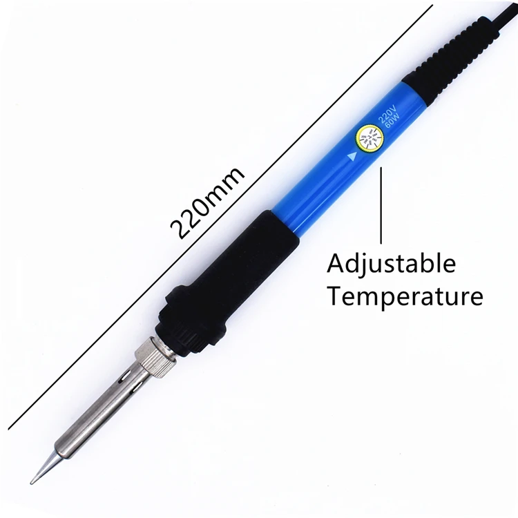 Электрический паяльник с вилкой европейского стандарта 220 в 60 Вт, набор инструментов для ремонта сварки с регулируемой температурой и 5 наконечниками, подставка для припоя, пинцет