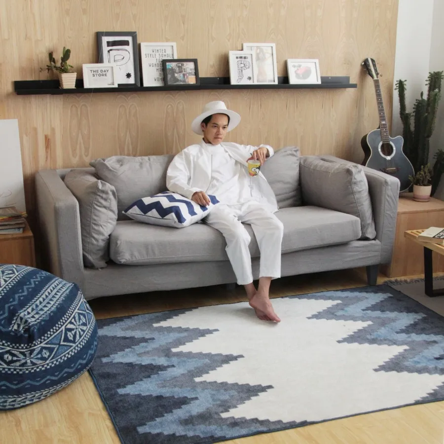 Ковер в скандинавском стиле для гостиной, прихожей, геометрический индийский ковер в клетку, в полоску, современный дизайн, килим, синий, Богемия