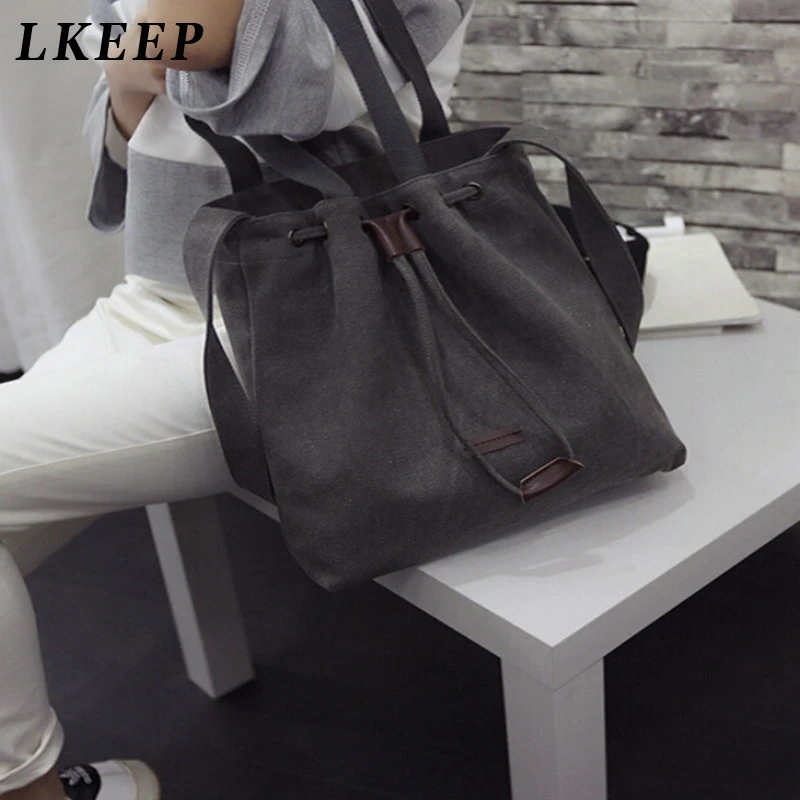 

2019 Hot Sale High Quality Women Canvas Shoulder Bags Drawstring Handbag Bucket Tote Messenger Bags Purse Satchel Fashion Bags