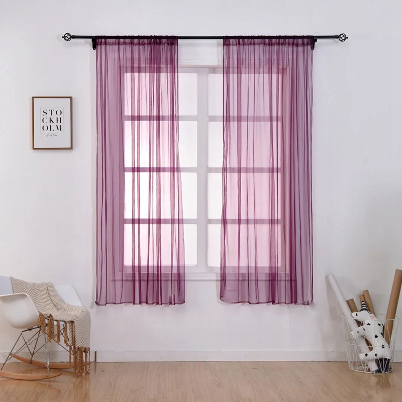 

white Window Curtains Screening Solid Door Curtains Drape Panel Sheer Tulle For Living Room European and American style