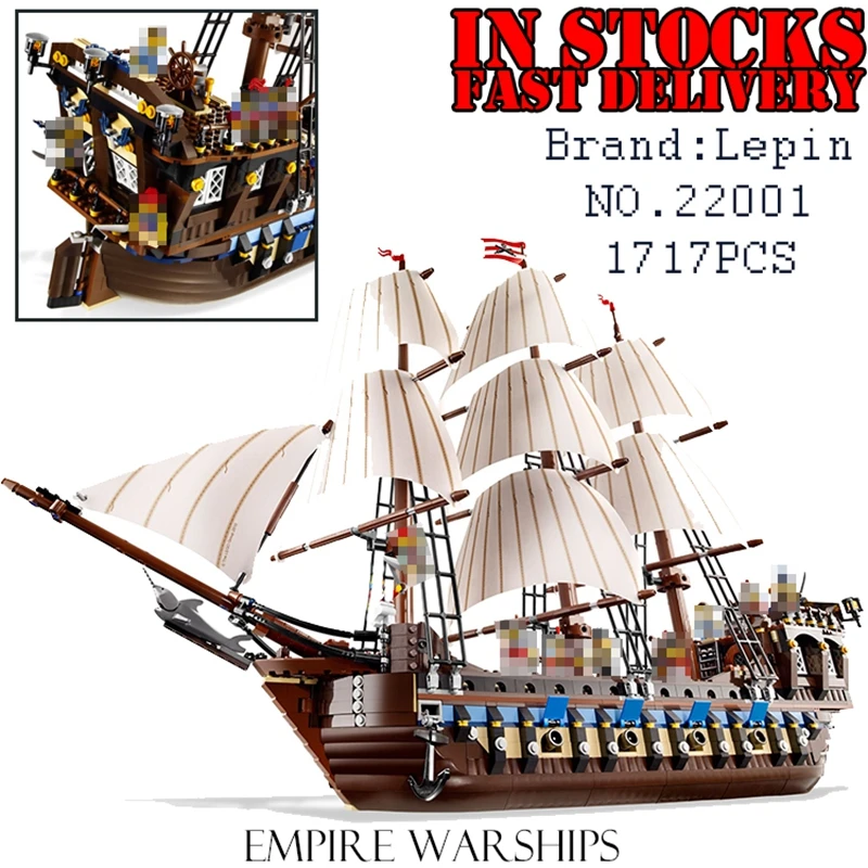 

LEPIN 22001 1717Pcs Pirates The Flagship Huge Ship Model Building Kit Blocks Bricks DIY Toys for children Gifts 10210 brinquedos