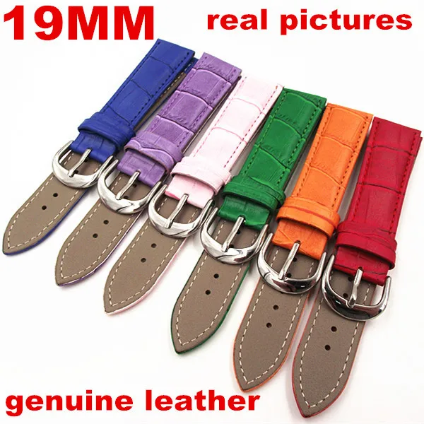 

Wholesale 10PCS/lot 19MM High quality genuine leather watch band watch strap wrist watch part 6 colors available -WBGL005