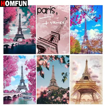 

HOMFUN Full Square/Round Drill 5D DIY Diamond Painting "Tower scenery" 3D Embroidery Cross Stitch 5D Home Decor Gift