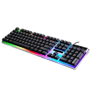 

Waterproof Rainbow Keyboard With Rainbow Backlight USB Wired Game Keyboard drop shipping Ju01