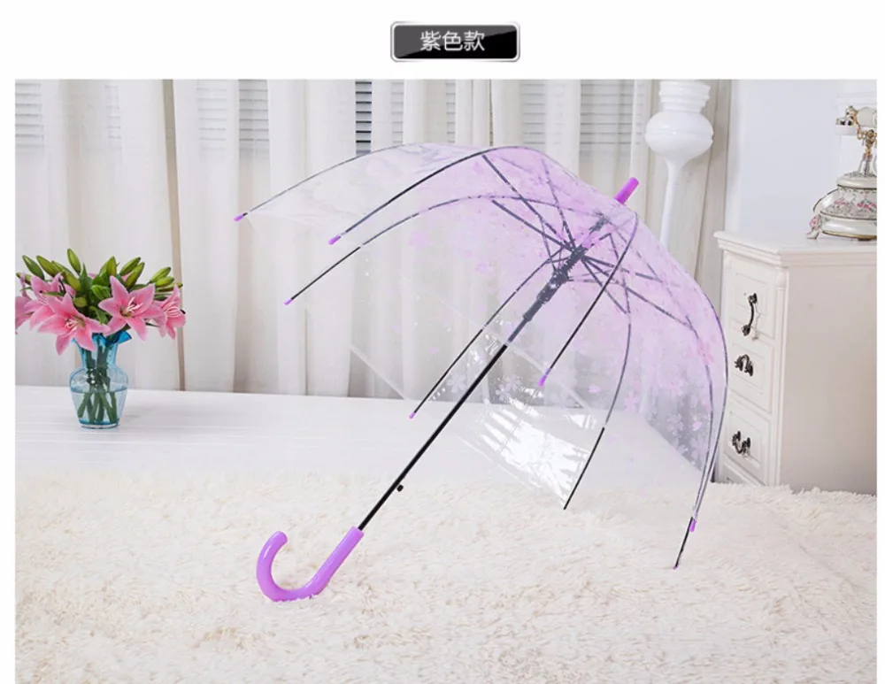 Transparent Flowers Sunny Rainy Umbrella Clear Umbrella Windproof
