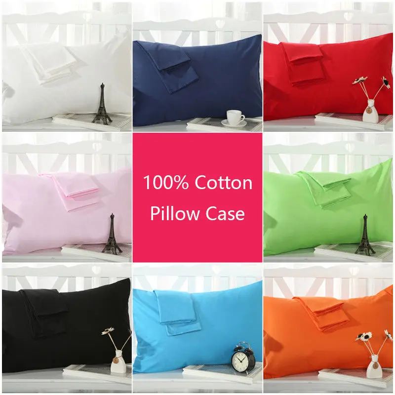 

100% Cotton Pillow Case Bedding Pillowcase Solid Color Queen Size 48*74cm Bed linings Four seasons universal 1pc