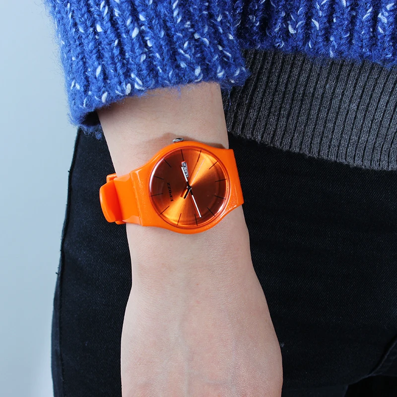 

Epozz light thin simple pure colourful women watches silicone soft Strap Ladies Casual orange Female Clock relogios feminin