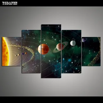 

5 Panel Living Room Modern Home Decoration solar system Painting On Canvas Oil Painting Wall Painting Framed Art F/1361-19