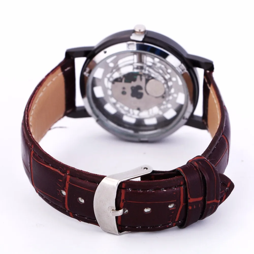 Модные бизнес часы с скелетом для мужчин гравировка полые Hombre платье кварцевые наручные часы кожаный ремешок женские часы Relojes Mujer