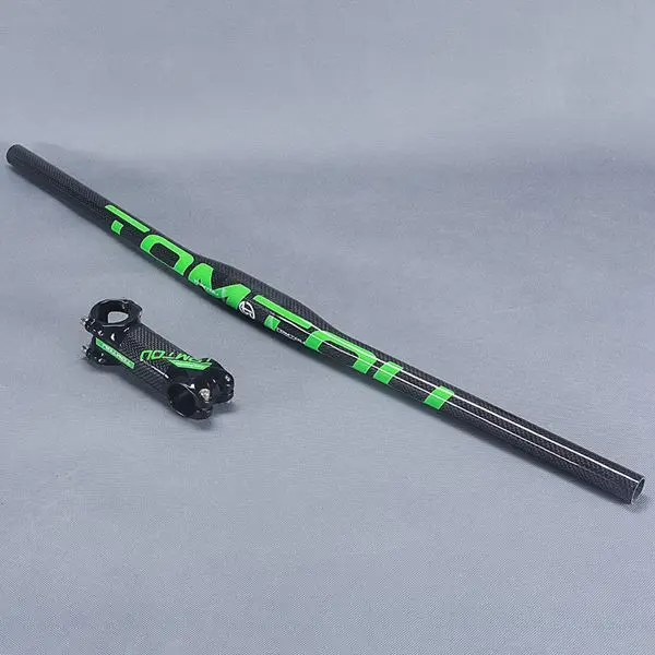 Flat Handlebar Stem TomTou углеродный велосипедный руль для горного велосипеда 600-760 мм+ подседельный штырь+ вынос руля 60-120 мм MTB Рули комплекты Запчасти для велосипеда-TS9T14 - Цвет: Flat Handlebar Stem