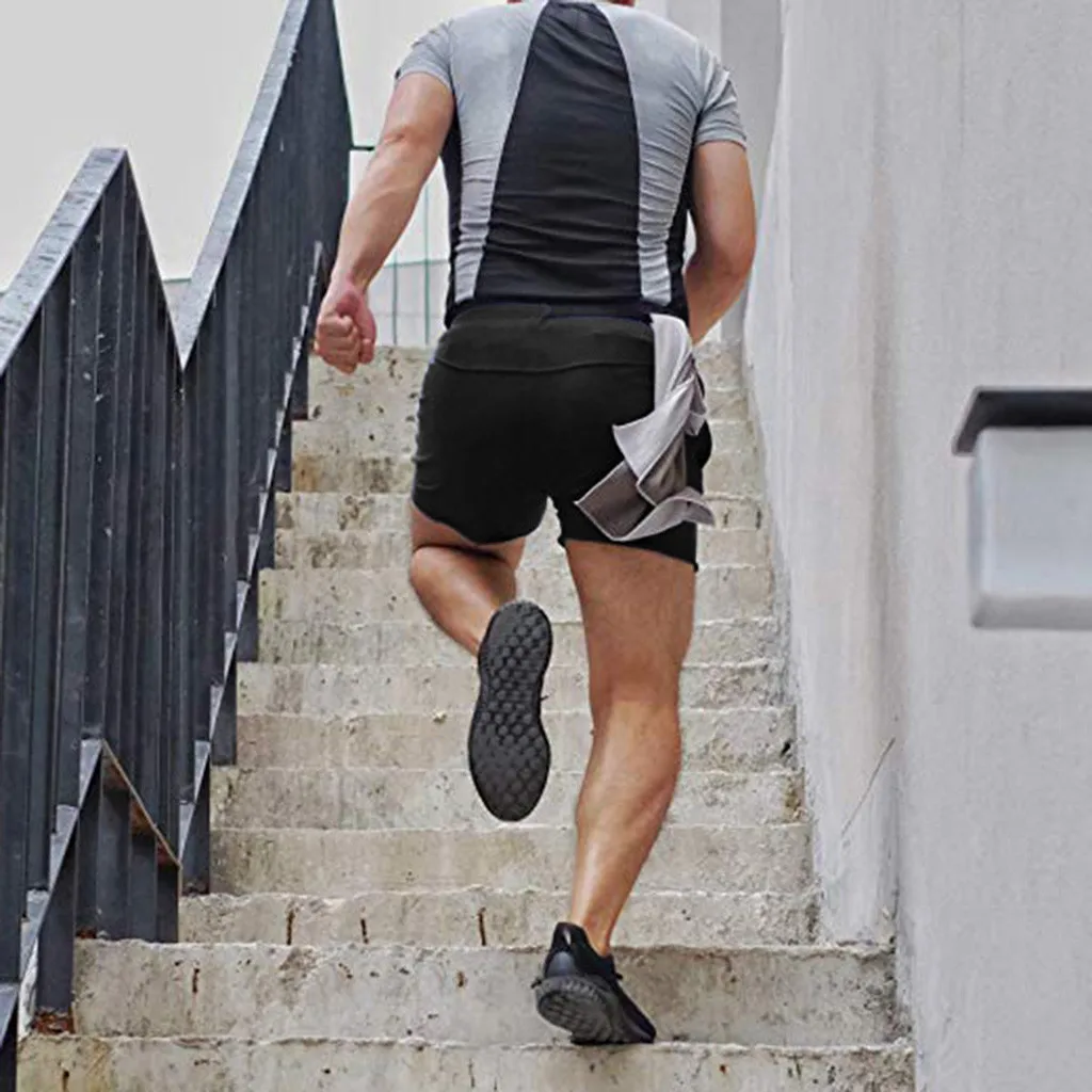Новые модные однотонные для мужчин карман на молнии ремень можно положить полотенца повседневное однотонные спортивные шорт