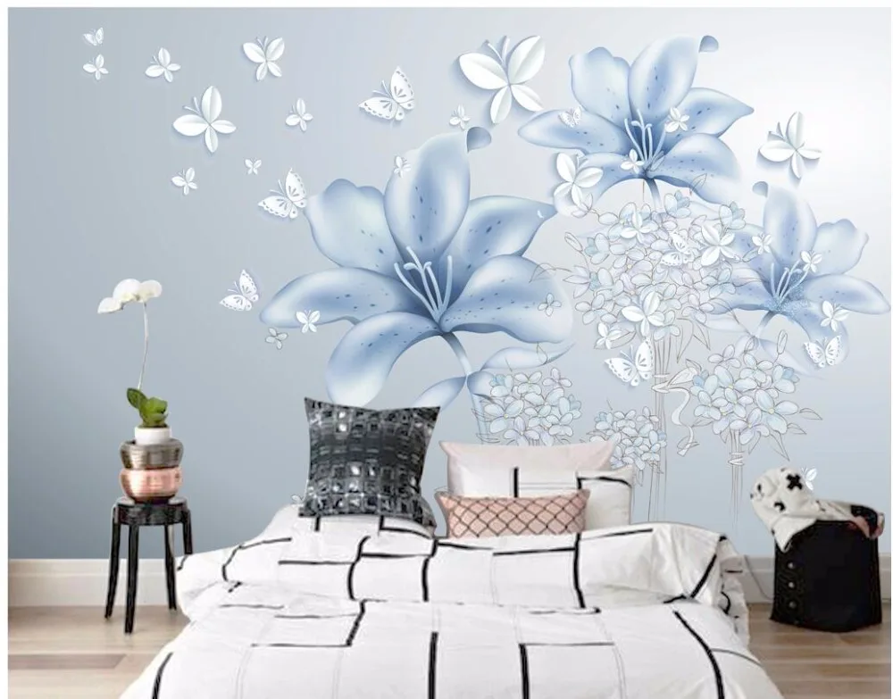 Goedkoop 3d behang doek custom photo Verse vlinder bloemen nieuwe Chinese achtergrond muur kamer home improvement behang voor muren 3d