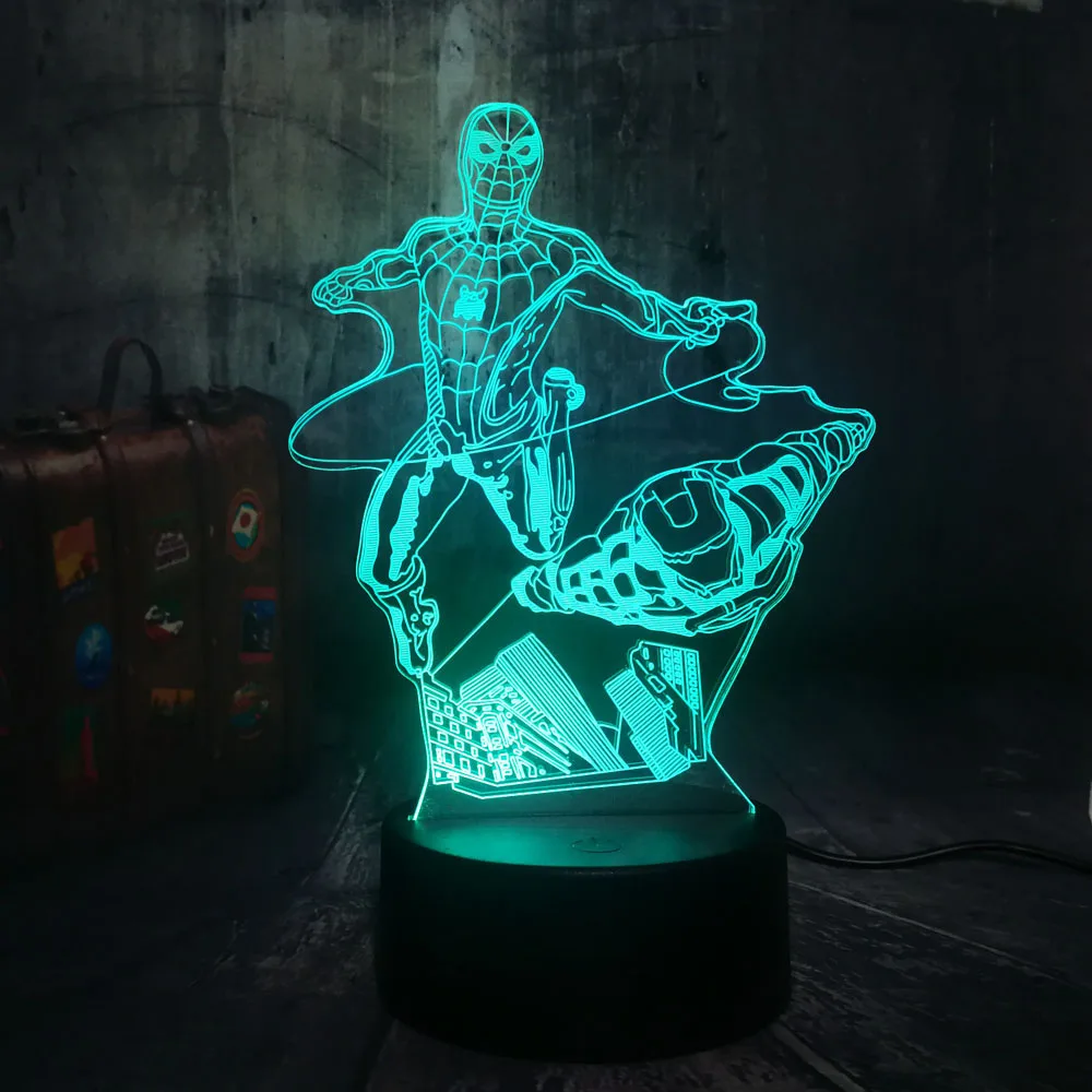 Новый 3D светодиодный светильник Marvel летающий человек паук и Железный крутой