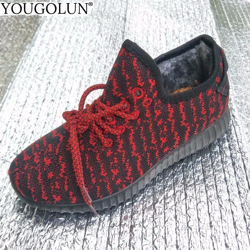 

YOUGOLUN Winter Warm Plush Women Sneakers 2018 New Arrived Ladies Cross Strap Casual Shoes Blue Red Flat Shoes for Woman #B183