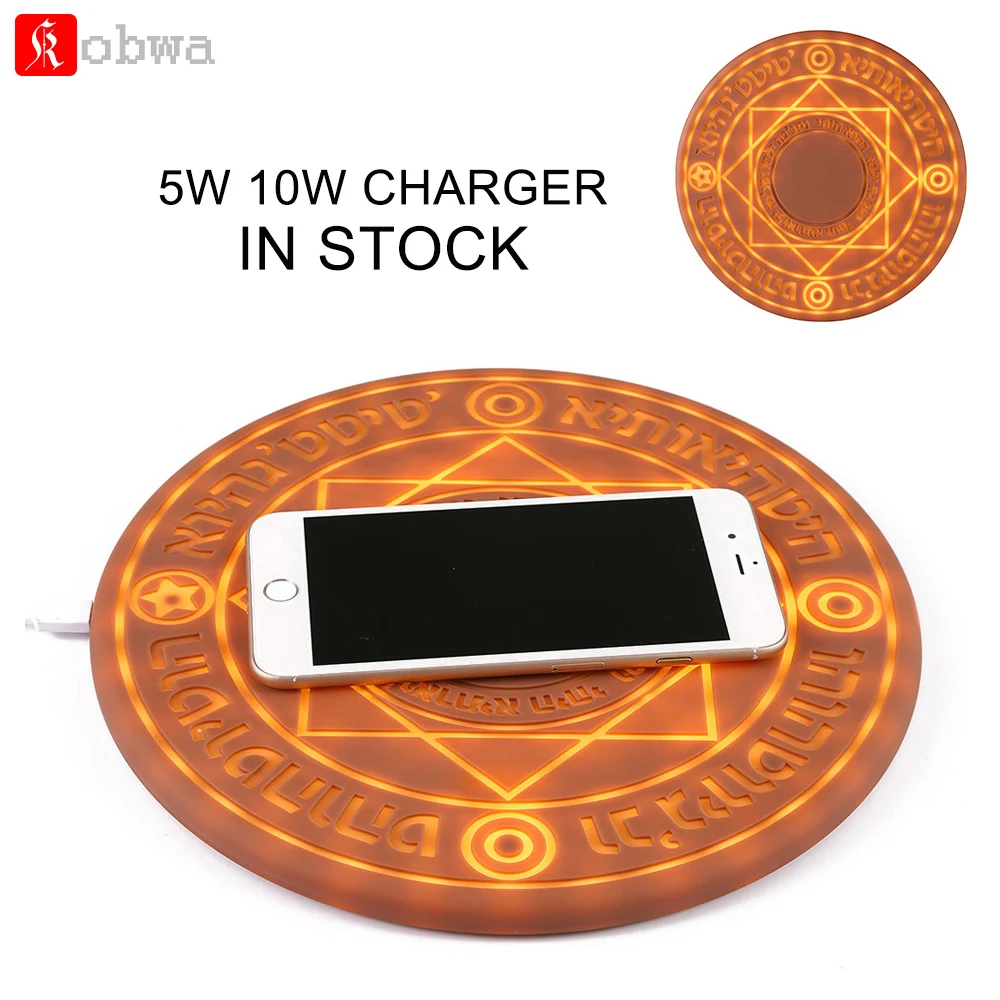 

KOBWA Glowing Magic Array Wireless Charger Universal 5W 10W Qi Wireless Fast Charger Charging Pad for iPhone Samsung Huawei